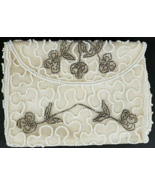 Belgium Vintage Hand Made Beaded Clutch Romantic Regency 6 1/2&quot; x 4 1/2&quot; - $446.21 MXN