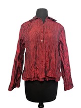 YR Imports Dark Red Button Up Crinkle Top Long Sleeve Size XL - £10.35 GBP