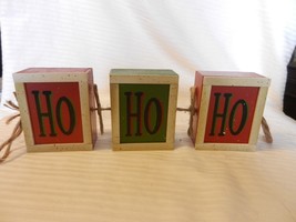Wooden Red &amp; Green Hanging HO HO HO Sign Block Shape Christmas Decor - $30.00