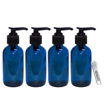 Perfume Studio Glass Pump Bottle Set, 4 Oz Cobalt Blue for DIY Home Lotions and  - £15.97 GBP
