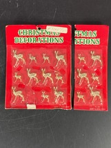 Vintage Miniature Reindeer Deer 17 Gold color Christmas Crafts ornaments... - $19.79