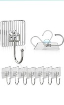 Acrylic Adhesive Hooks for Hanging Heavy Duty 8 Pack Transparent - £4.75 GBP