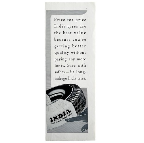 India Tires The Finest Tyres 1953 Advertisement UK Import Automobilia DWII5 Item image 2