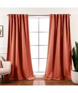 Solid Orange Apricot Thermal Blackout Curtain Panels Set of 2 CHOOSE SIZ... - $145.22 CAD+