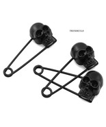 (3) Black Skeleton Skull Safety Pins Clothing Utility Crafts DIY Biker P... - $13.86