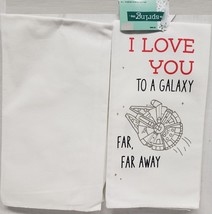 Set Of 2 Thin Cotton Tea Towels(16&quot;x28&quot;)STAR Wars,I Love You To A Galaxy Far,Kdd - £8.69 GBP