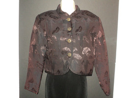 Vintage Carole Little Blazer Size 4 (Runs Larger) Dark Maroon Floral Lea... - £11.83 GBP
