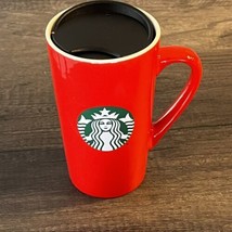 Starbucks 2020 Ceramic Tall Red Coffee Tea Mug Green Siren Cup With Lid Handle - £11.62 GBP