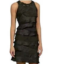 S.L. Fashions Black Ruffle Layered with Jewel Accents  Dress Size 12P - $276.05 MXN