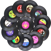 Funny Drink Coasters | Set Of 12 Vinyl Records Disk Music Lover Drink Coaster - £23.85 GBP