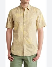 Coastaoro Men&#39;s Yellow/Gray Floral Short Sleeve Button Up 100% Cotton M NWT - £17.13 GBP