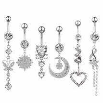 6PCs/Set Fashion Accessories Stainless Steel Rhinestone Women Men Body Piercing  - £12.27 GBP