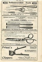 Indestructible Tools Framing Chisels Shears &amp; Priests Clippers 1909 Magazine Ad  - £13.32 GBP