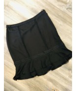 Karl Lagerfeld Black Lined Tiered Skirt Side Zip Lace Pom Pom Trim Size 10 - £17.44 GBP