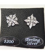 Sterling Silver Pierced Earrings Flower  9.8mm x 9.8mm - $35.27