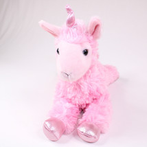 Aurora Llama Unicorn Pink Plush Stuffed Animal 12&quot; Inch Long With Shiny Feet  - £8.41 GBP