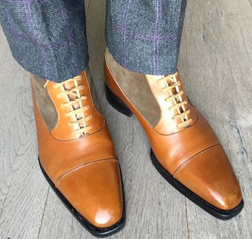 New Men's Handmade tan High Ankle Rounded Leather Boot, mens leather boots 2019
