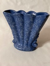 Vintage Rumrill Mottled Blue Fan Vase #272 - $20.00