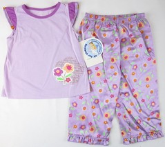 NWT Carter&#39;s Girl&#39;s 2 Pc. Lavender Retro Floral Pajamas Pajama Set, 3T - £11.74 GBP
