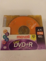 Maxell Color DVD+R 10 Pack Write Once Single Sided 4.7GB 120 Min. SP Mode - $24.99