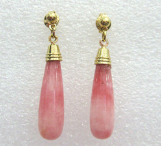 beautiful lady's colorful pink jade dangle earrings free shipping - £7.86 GBP