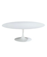 78” White Oval Pedestal Stem Dining Table with Lacquered Wood Top - $1,499.89