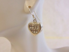 Lovely Pair of Vintage Estate Sterling Silver Dangle &quot;Heart&quot; Earrings 4.0g E3928 - £11.72 GBP