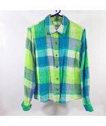 Coldwater Creek Linen Blend Plaid Multi Color Women&#39;s Long Sleeve Blouse... - $20.54 CAD