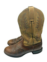 Ariat Tumbled Brown Heritage Stockman Boots 8 Mens Brown BLUE Stitching Cowboy  - £66.48 GBP