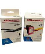 2 pcs - Office Depot Ink Cartridges for HP 901 - 1x black, 1x tri-color ... - $16.51