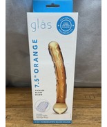 Gläs Tickler Orange 7.5” Handblown Glass Dildo Home Health Marital Pleas... - $44.15 CAD