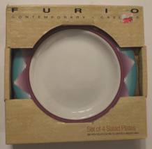 FURIO Merida 8 1/4&quot; Ceramic Salad Plates Purple Turquoise Southwest Set of 4 New - £31.44 GBP