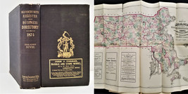 1874 Antique Massachusetts Foldout Map In City Directory Register History Ads - £139.16 GBP