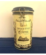 2002 Harrods of London French Style Round Coffee Tin w Vaccuum Clasp Lid... - $150.78 MXN