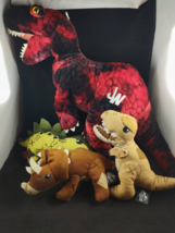 Jurassic World Mattel 3 Small (9 inch) Dinosaur Plush Roars (READ) &amp; 1 Lg Red - £14.90 GBP