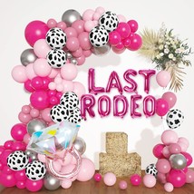 Cowgirl Pink Balloons Arch Garland Kit, 131Pcs Hot Pink Silver Cow Print Last Ro - £19.26 GBP