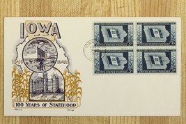 US Postal History Cachet Cover FDC IOWA 100 Years of Statehood 1948 - $12.68