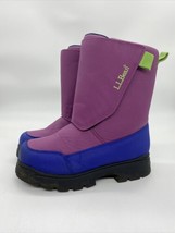 LL BEAN Snow Winter Boots Kids Youth Size 5 Hook &amp; Loop Closure Blue Purple Girl - £11.02 GBP
