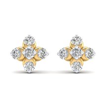 14K Yellow Gold Plated Round AAA+ Cubic Zirconia Prong Set Flower Mini Stud Earr - $59.99