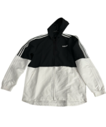Adidas Jacket Men M White and Black Three Stripes Sleeve Lightweight Ful... - €28,83 EUR