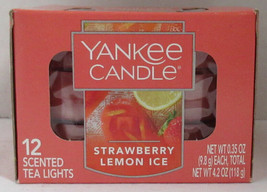 Yankee Candle 12 Scented Tea Light T/L Box Candles Strawberry Lemon Ice - £16.57 GBP