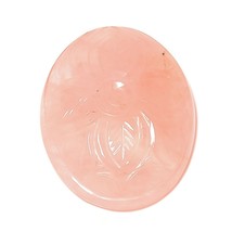 80 Cts Carved Rose Quartz Oval Extra Large Flower Loose Stone for Jewelr... - $22.95