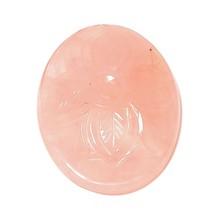 80 Cts Carved Rose Quartz Oval Extra Large Flower Loose Stone for Jewelry Making - £18.34 GBP