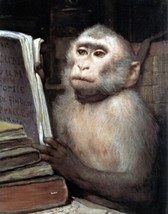 Painting Reading Monkey by Gabriel vMax. Wall Art Repro. Giclee - £6.75 GBP+