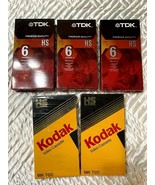 Blank TDK Kodak VHS Video Tape Recording Lot 5 Sealed T 120 Videotape Ca... - $19.00