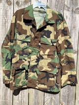 Vintage 1982 Woodland Camo Jacket Shirt Military Issue Uniform Large Regular - £20.06 GBP