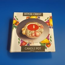 Royal Crest Floral Ceramic Candle Holder Pot Boxed - NEW Old Stock - $242.13 MXN
