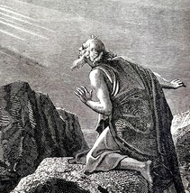 1880 Apostle John In Patmos Revelations Victorian Wood Engraving Religio... - $49.99