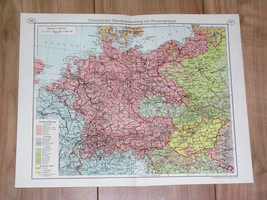 1937 Vintage Liguistic Map Of German Language In Central Europe Germany Poland - £26.22 GBP