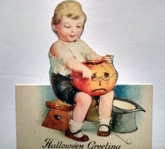 Halloween Placecard Ellen Clapsaddle Diecut Child &amp; JOL Original Unused  - £90.39 GBP